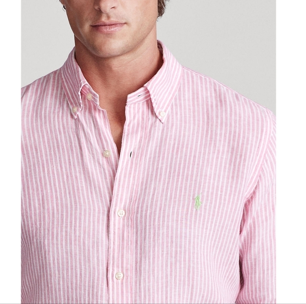 *Sold* Ralph Lauren Polo Men's Pink White Striped Dress Shirt Long Sleeve Sz: XL - Picture 12 of 12